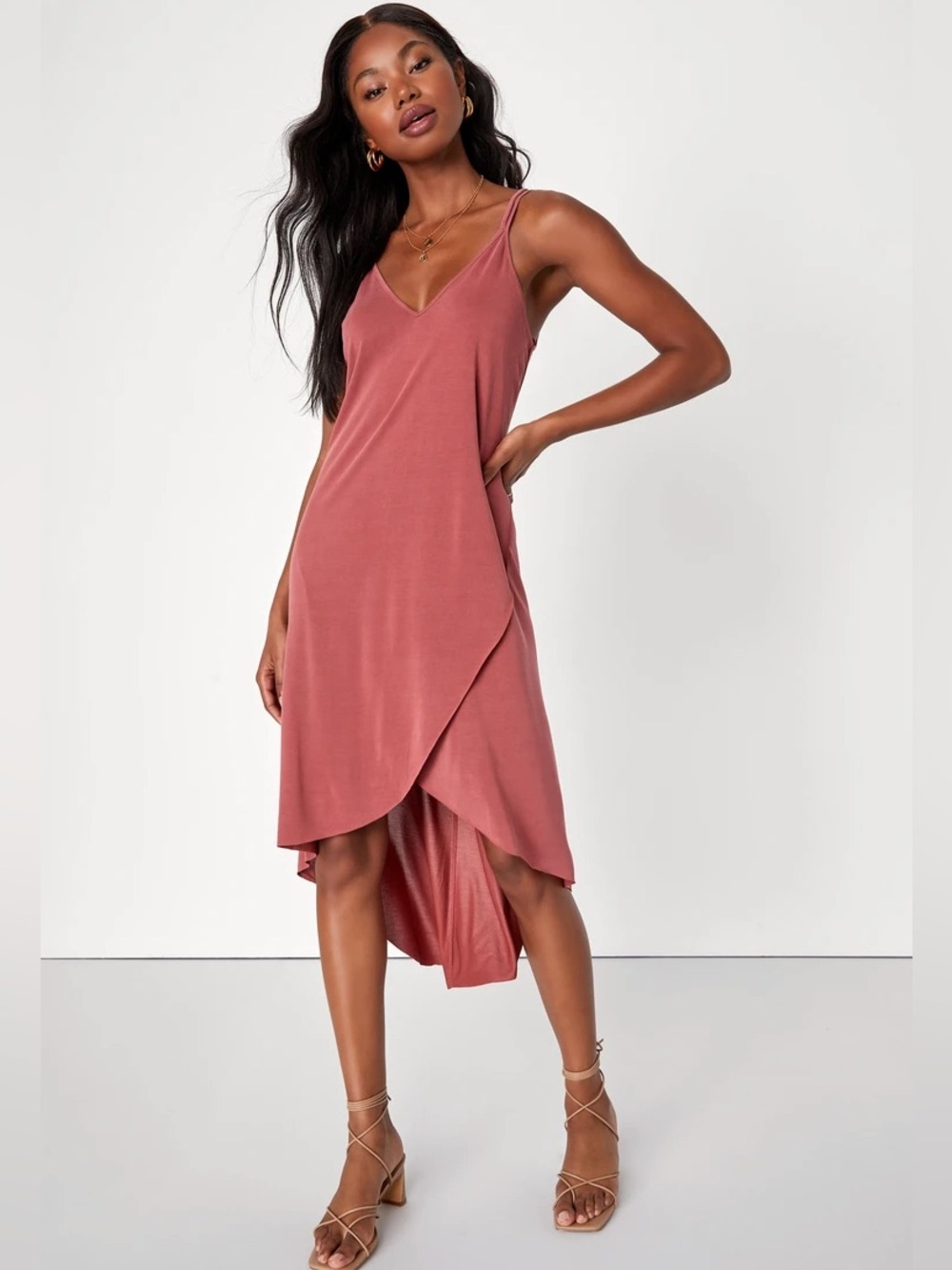 Mood and Melody Washed Red High-Low Dress LUSH Size Medium
